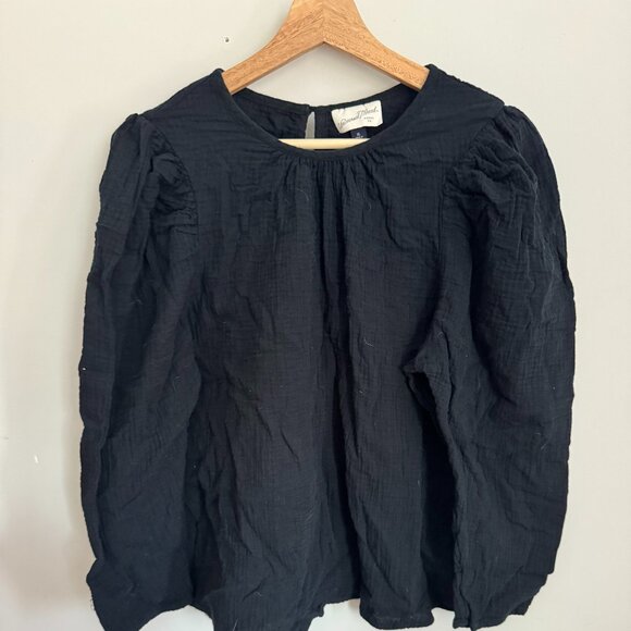 Universal Thread Black Textured Long Sleeve Blouse - Size Large - Picture 2 of 3